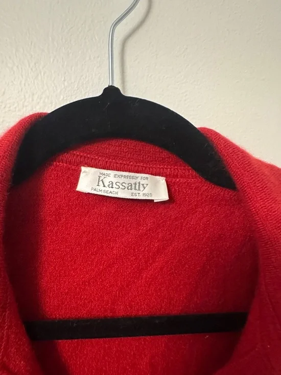 Vintage Kassatly Palm Beach Cashmere Long-Sleeve Polo Sweater Red XL - Picture 2 of 6